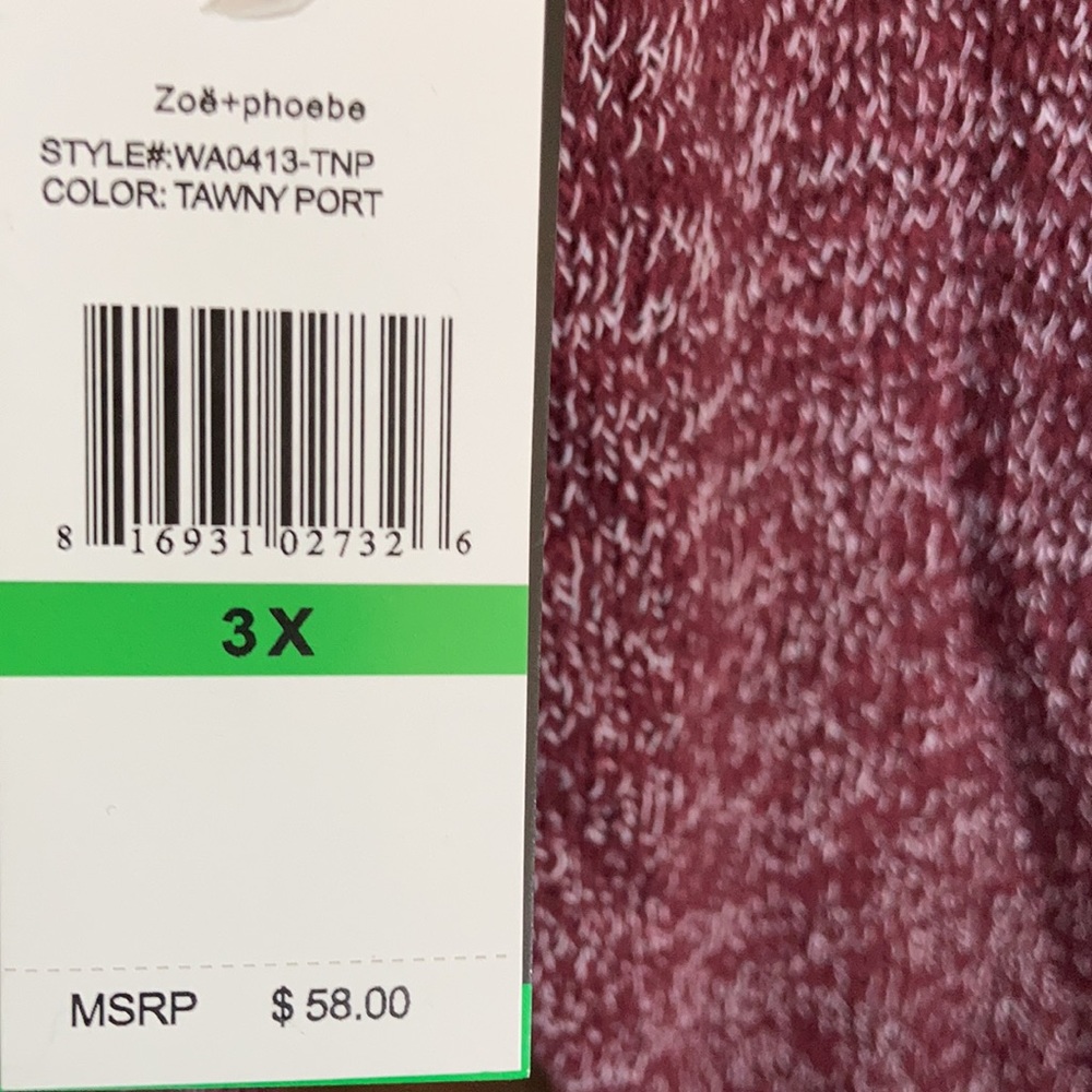 Zoe + Phoebe sweater tawny port heathered pullover casual office 3X - Picture 8 of 17